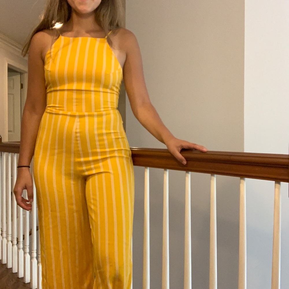 Yellow Striped Jumpsuit